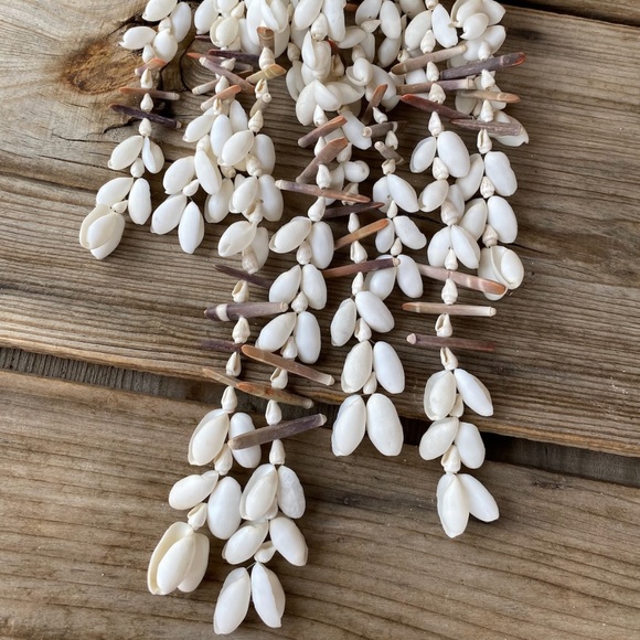 VTG 1970s Woven Shell Chandelier Hanging Swag Art 22" Long - Picture 5 of 6